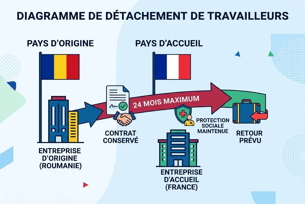 Schéma du détachement en Europe