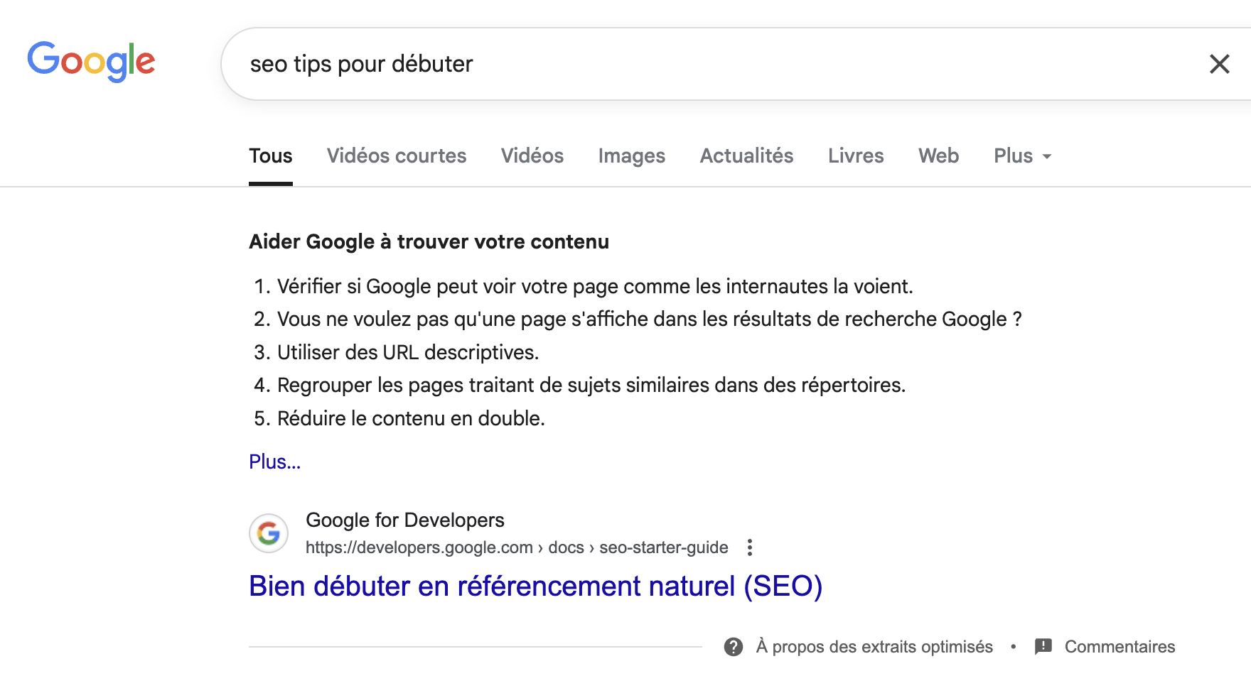 Exemple de featured snippet
