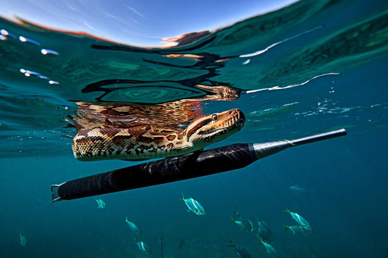 Boa segnaposto con bandiera rossa e bianca in mare