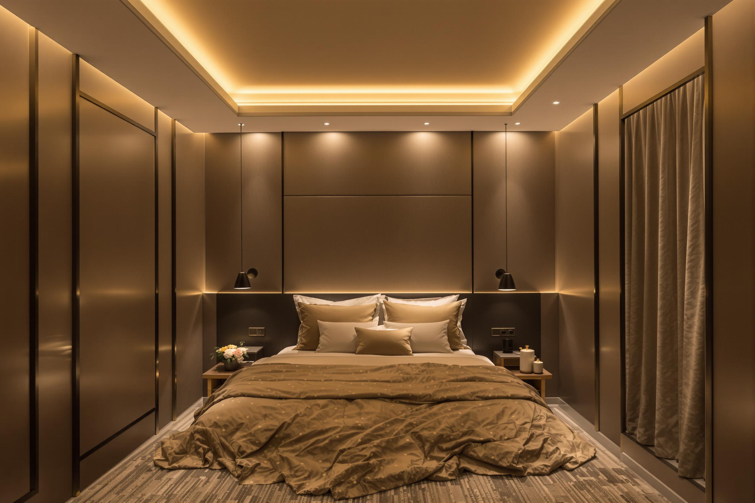 Chambre avec plafonnier à spots