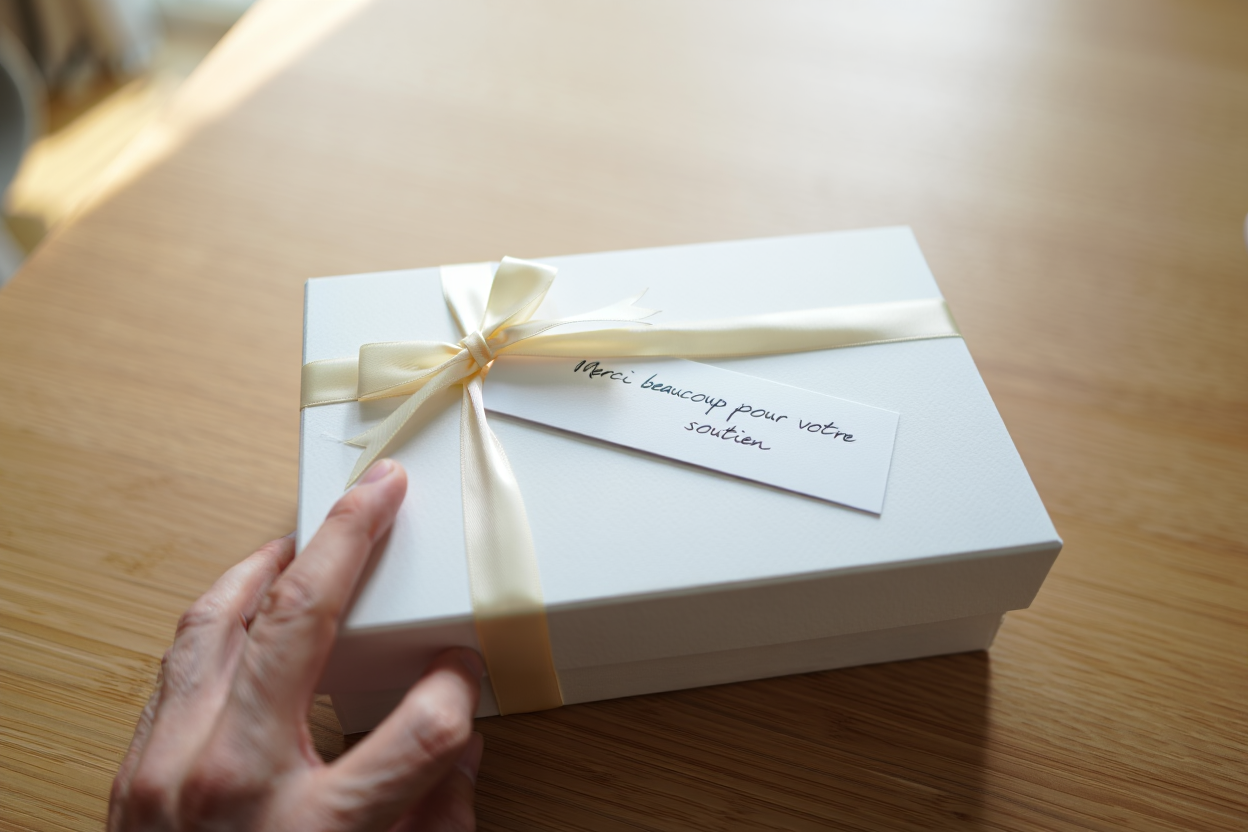 Coffret cadeau professionnel remis personnellement