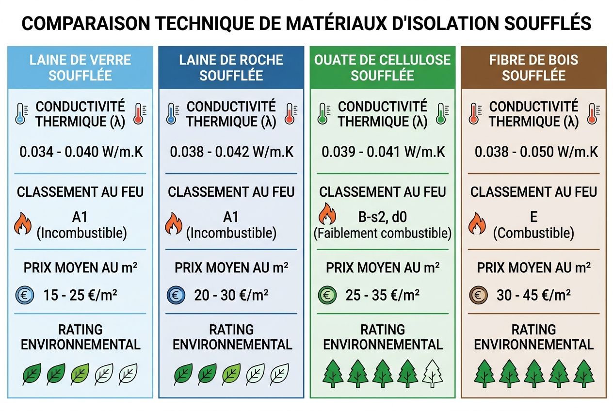 Isolation soufflée prix m2 : comparaison des coûts et performances des matériaux d’isolation soufflés pour combles.
