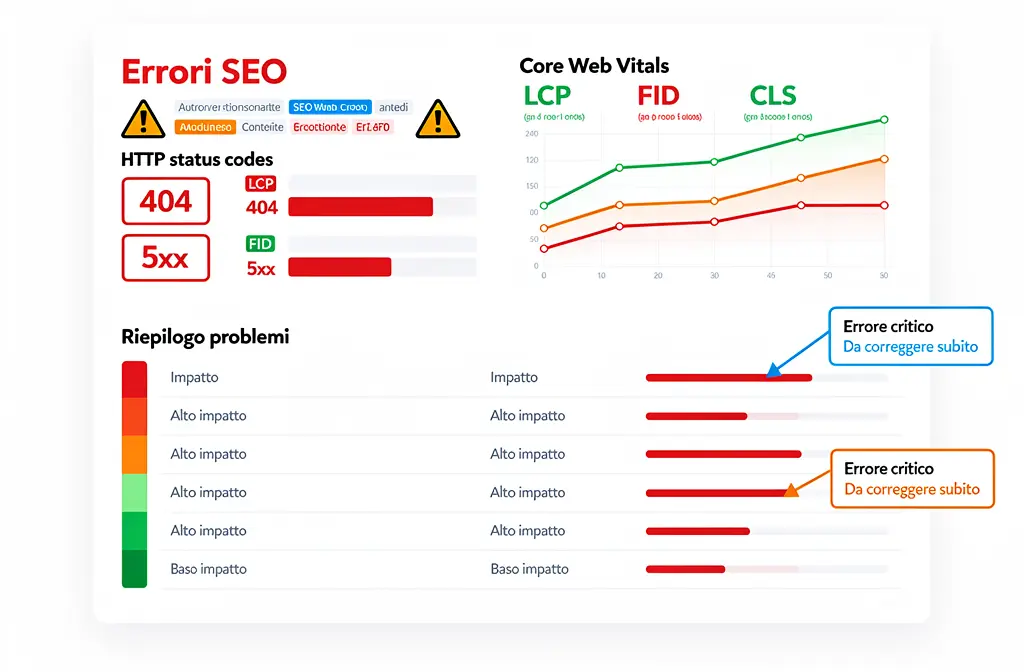 SEO audit dashboard errori