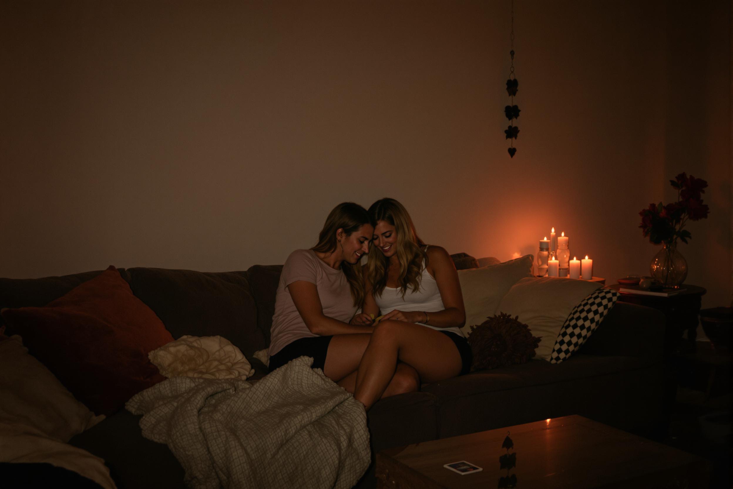 Couple engaged in a board game in a cozy setting