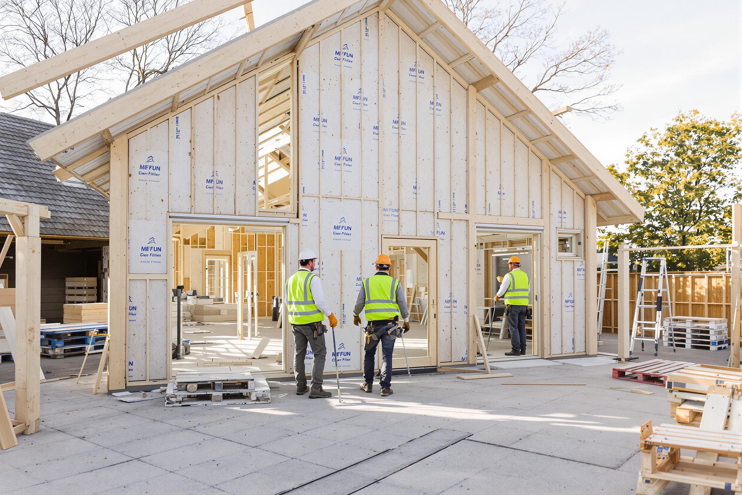 Chantier maison passive ossature bois en cours