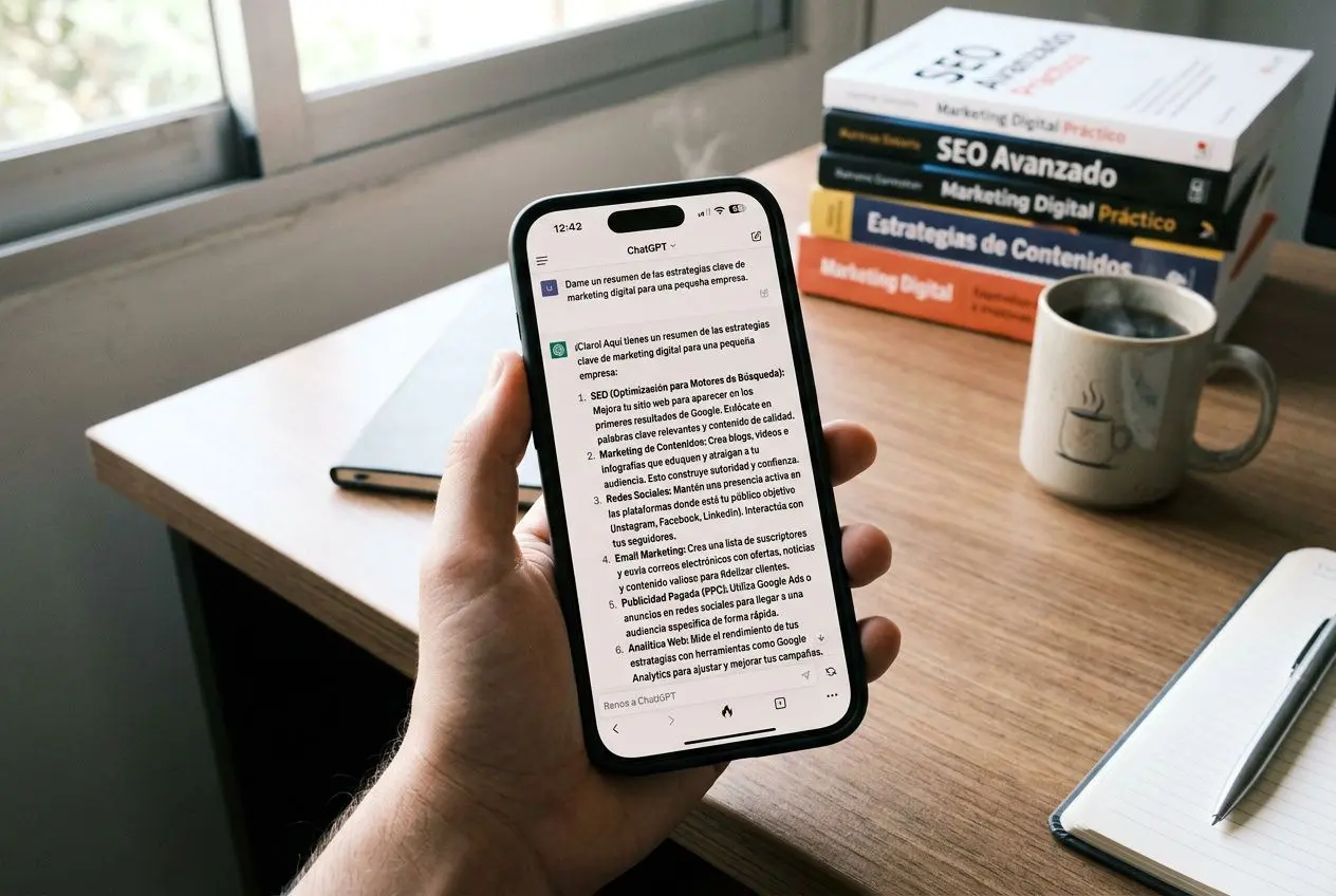 Interfaz de ChatGPT en smartphone