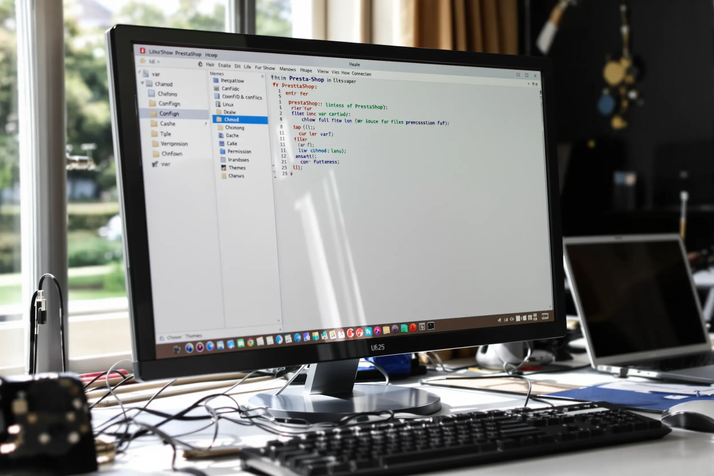 Terminal affichant commandes de permissions fichiers PrestaShop