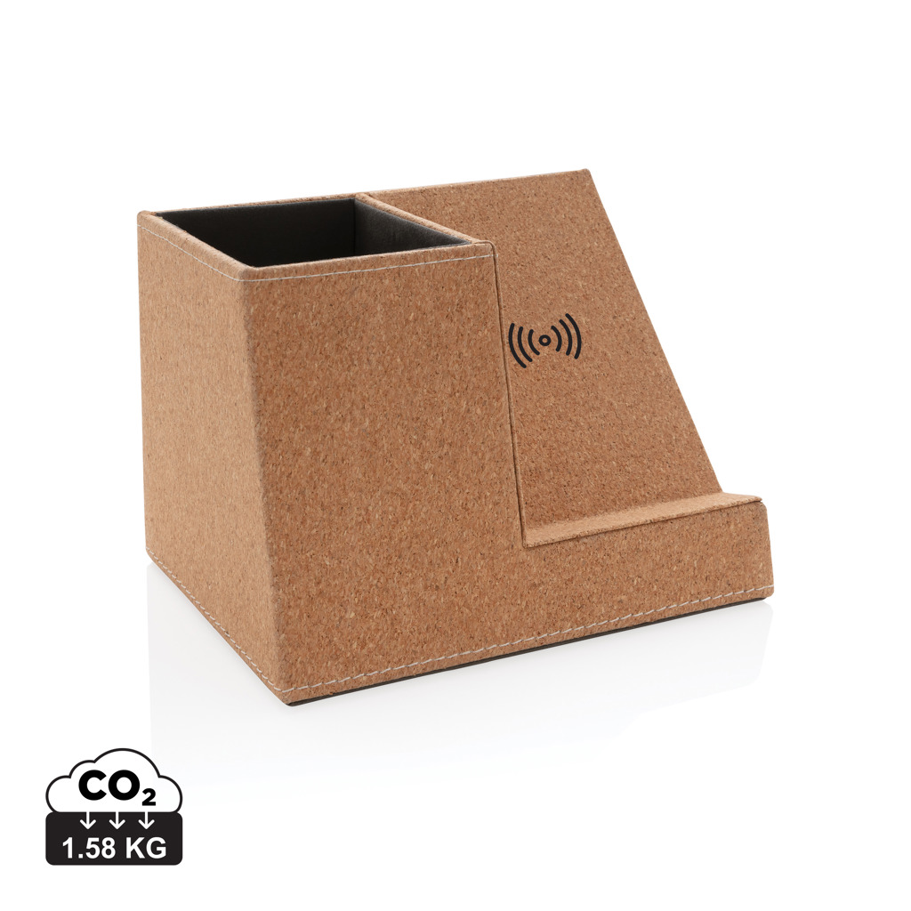 Chargeur personnalisé en forme de support en carton recyclé, simple et compact, avec symbole de chargement sans contact. 1,58 kg.