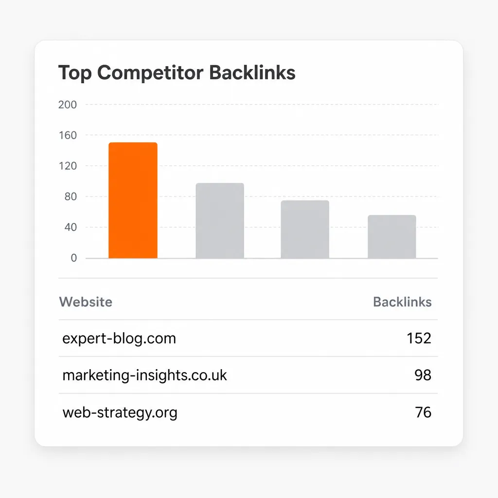 SEO analysis interface showing a chart of competitors' backlinks, a key element of the link baiting strategy.