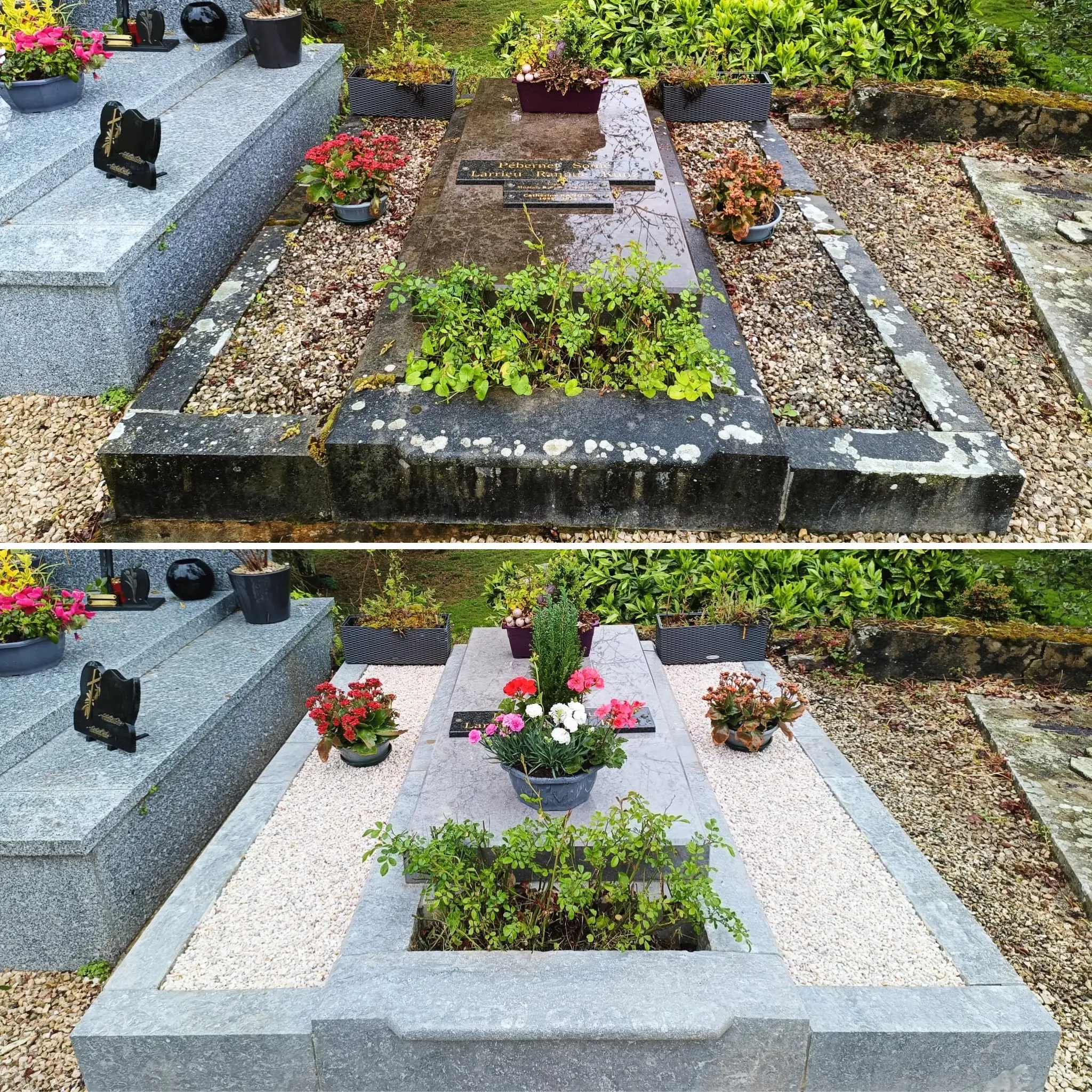 Tombe traitée régulièrement par En sa mémoire après une première rénovation Tombe traitée régulièrement par En sa mémoire après une première rénovation