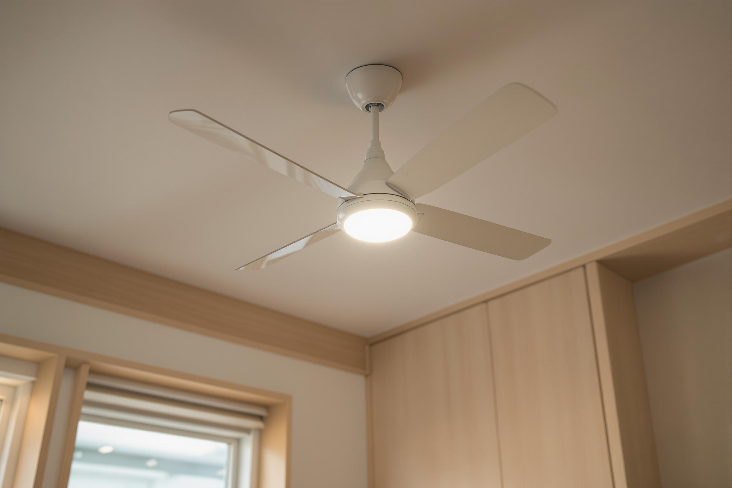energy-efficient ceiling fan in bedroom
