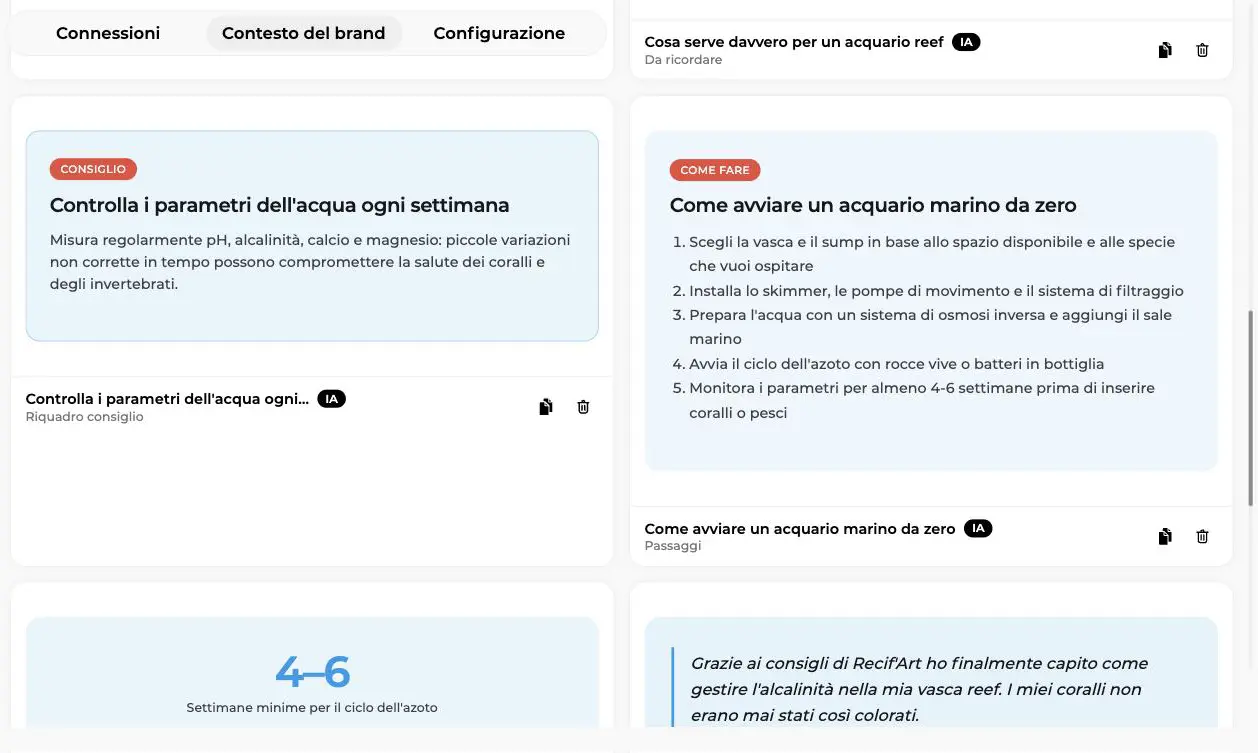 Elementi grafici di tipo riquadro consiglio, passaggi, numero in evidenza e testimonianza nella libreria