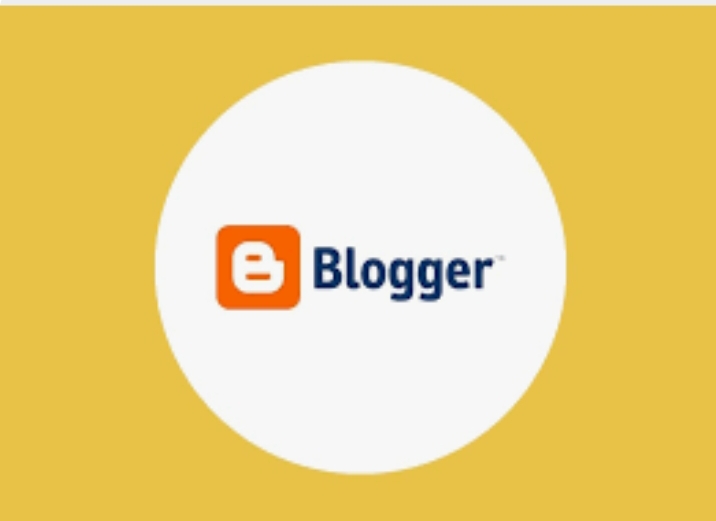 Logo Blogger sur fond jaune, cercle blanc autour du logo, texte “Blogger” visible. Intègre le mot-clé: créer un blog rentable en afrique 2026.