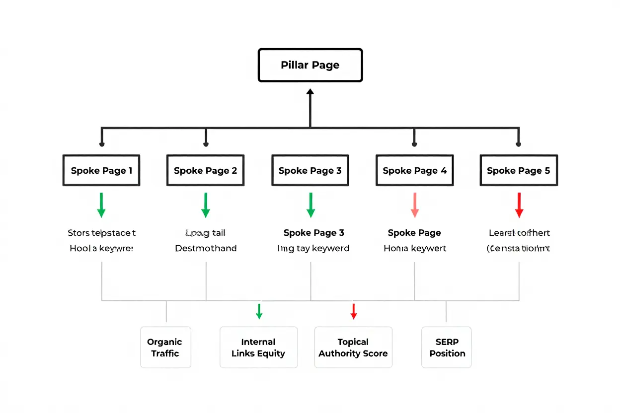 Content hub link equity flow and SEO benefits