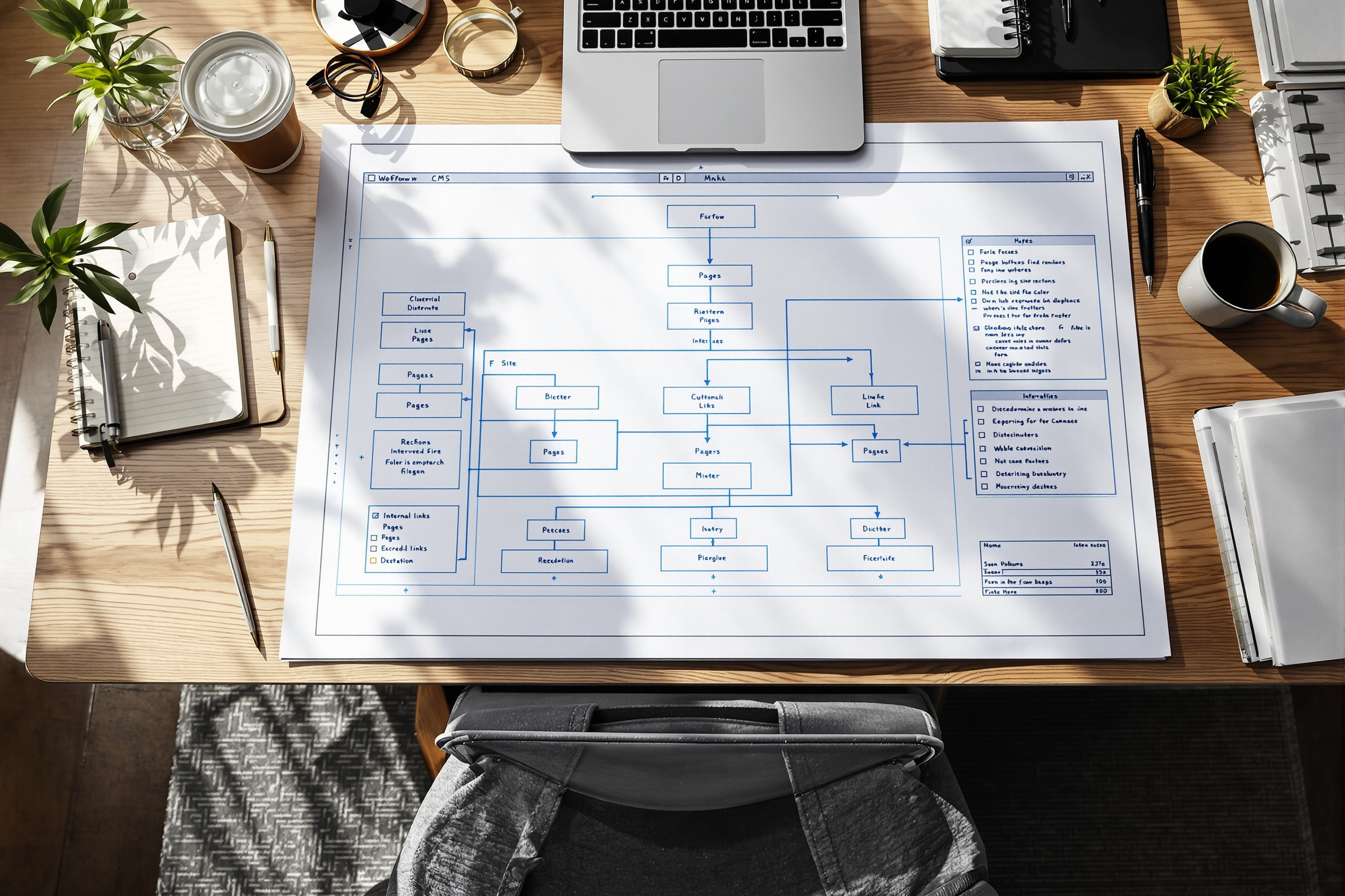 Schéma d'architecture hiérarchique pour le maillage interne Webflow