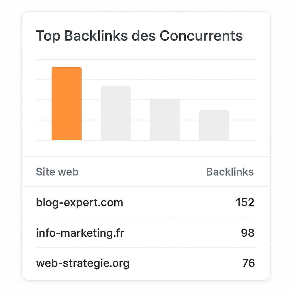 Interface d'analyse SEO montrant un graphique des backlinks des concurrents, un élément clé de la stratégie de linkbaiting.