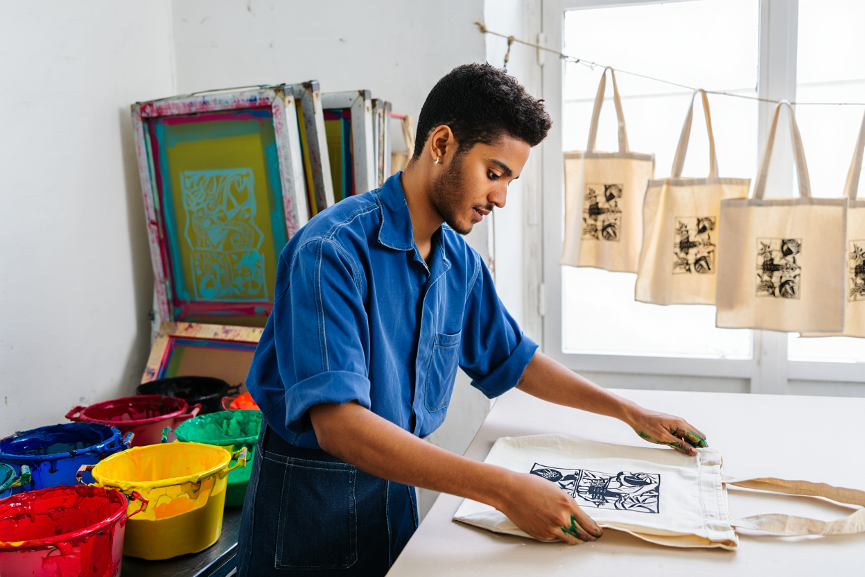 Atelier de sérigraphie artisanale pour impression tote bag