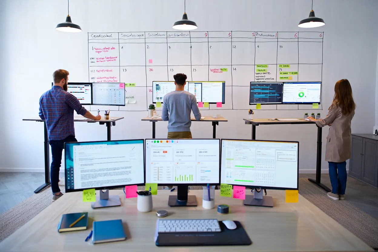 Team managing bulk content workflow