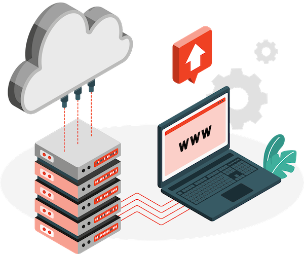 Illustration d’une architecture de centre de contact cloud reliée à un poste de travail