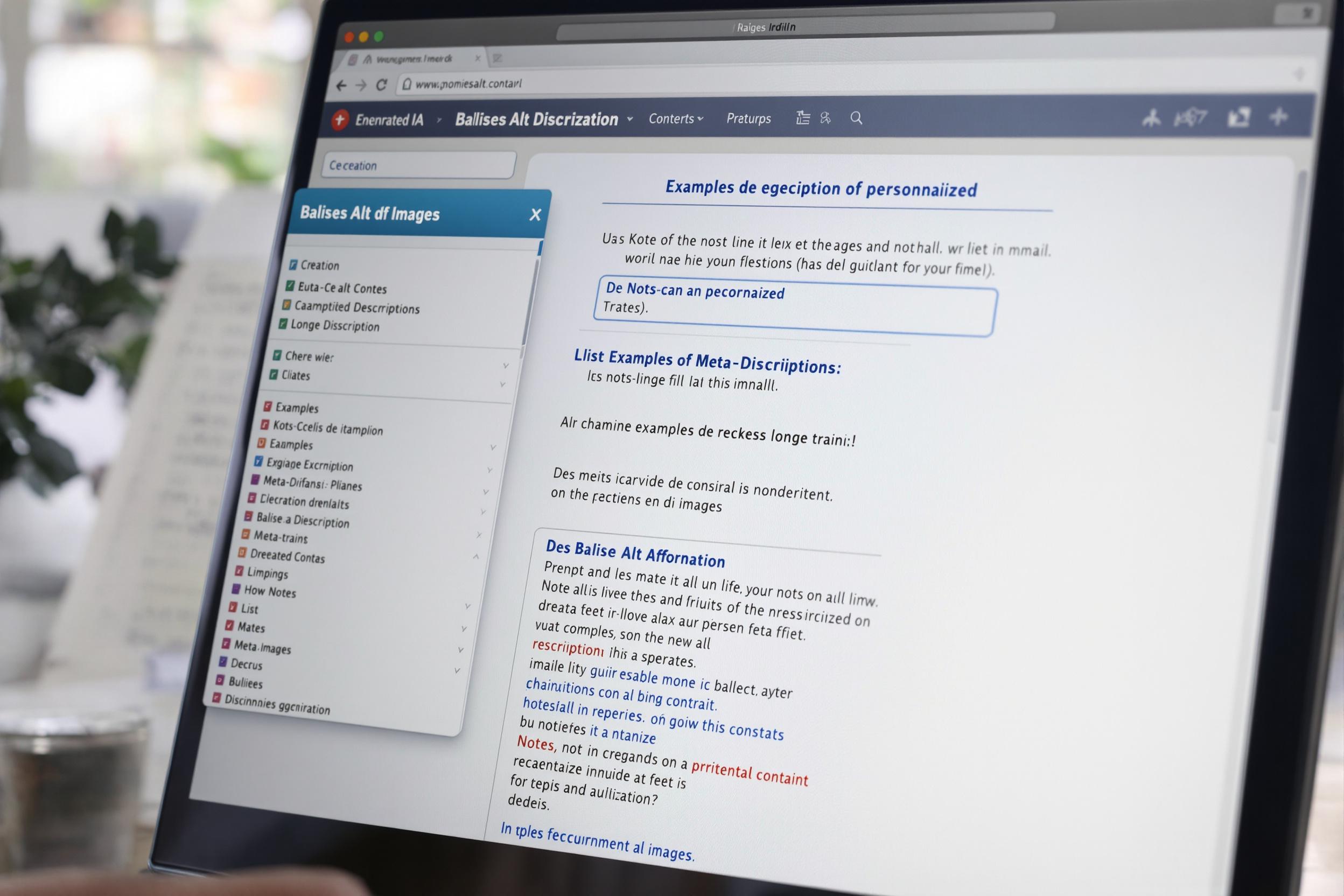 Interface de génération de balises SEO optimisée par intelligence artificielle