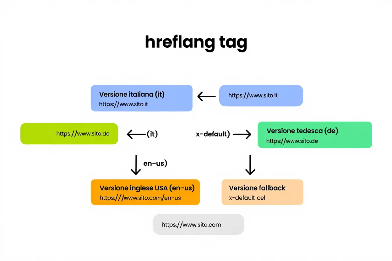 Struttura di collegamento hreflang tra versioni multilingua
