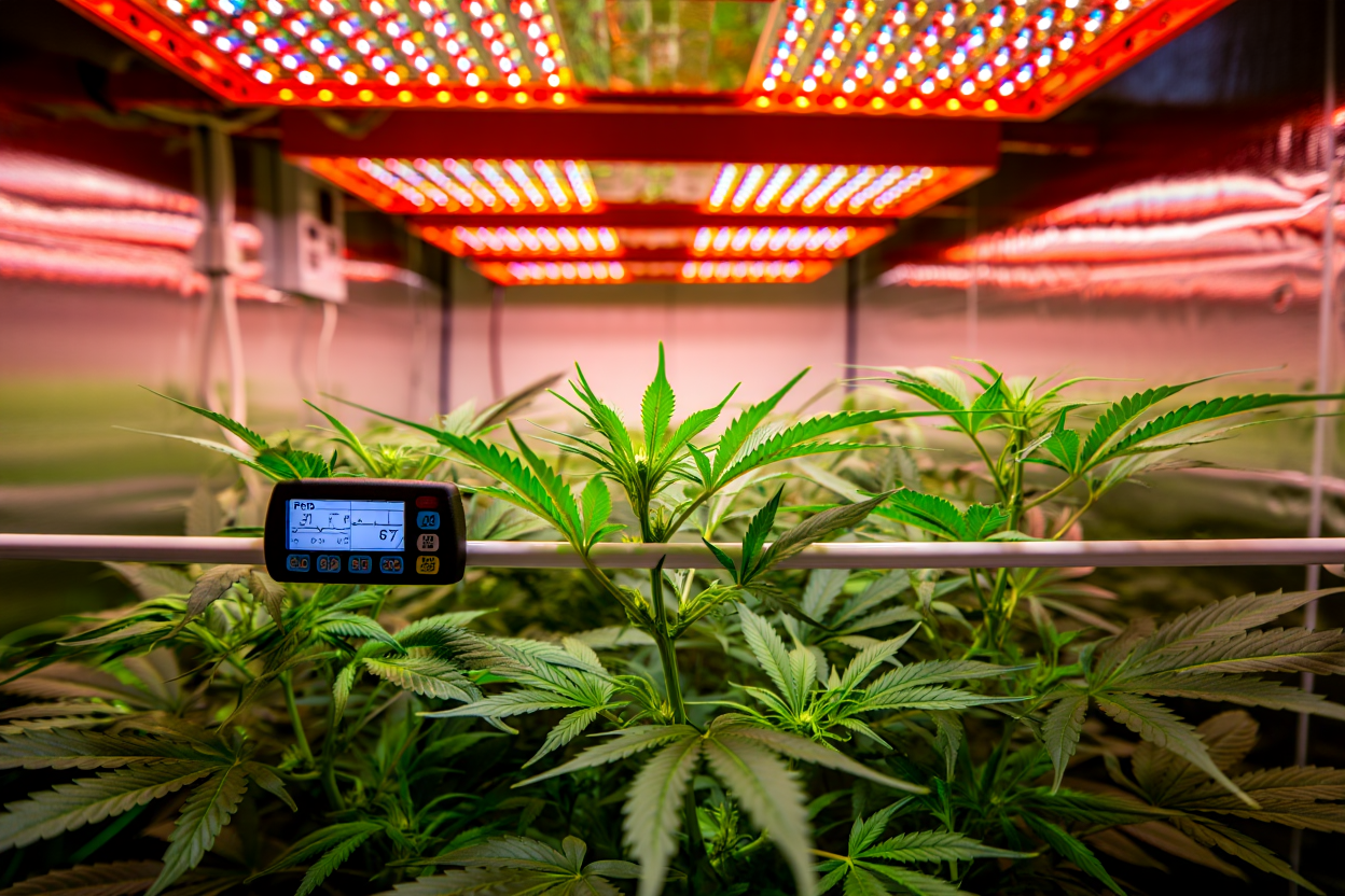 Mesure des paramètres d'éclairement LED rouge en culture indoor