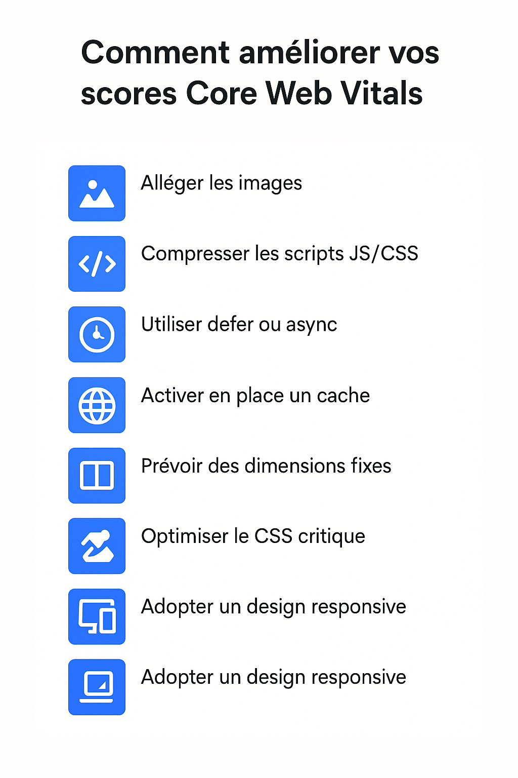 Les étapes pour améliorer vos scores Core Web Vitals