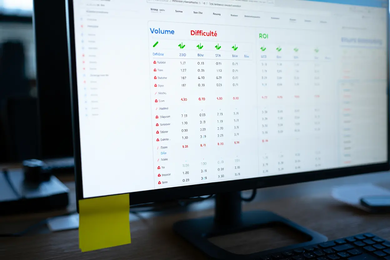 Tableau de priorisation mots-clés SEO