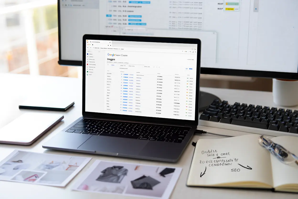 Espace de travail montrant l'analyse de l'indexation d'images e-commerce dans Google Search Console