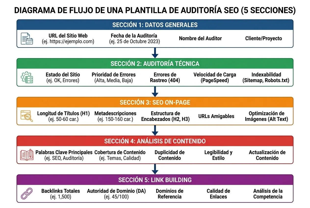 Estructura de plantilla de auditoría SEO