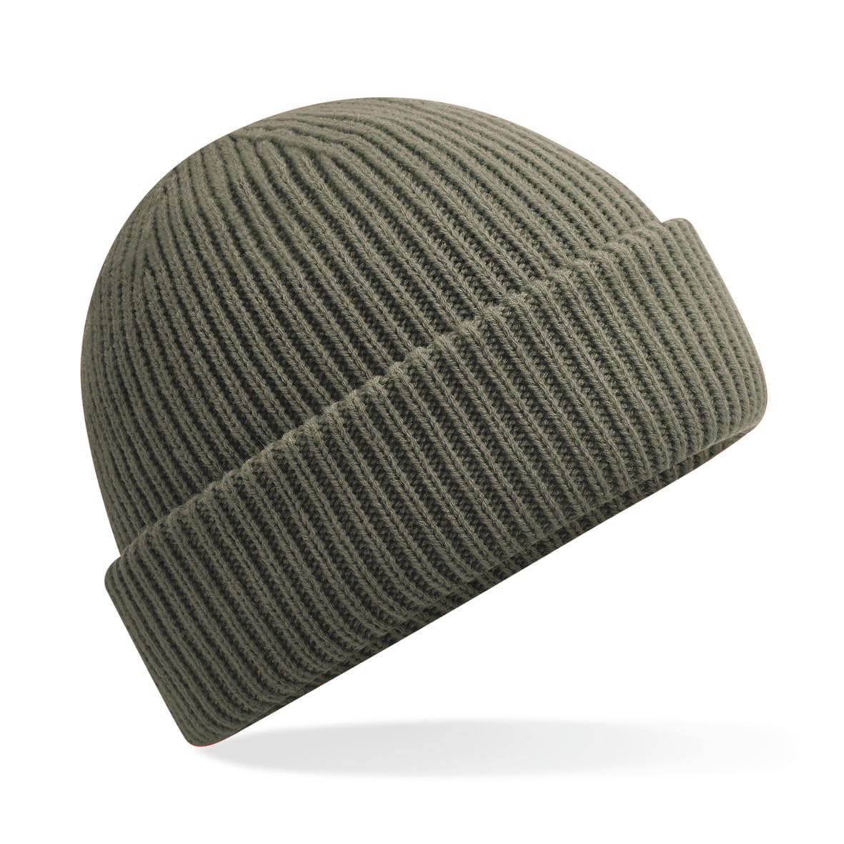 Bonnet côtelé vert kaki, textile simple et chaud, prêt pour une personnalisation textile. Quels sont les délais moyens de fabrication et de livraison pour du textile personnalisé ?