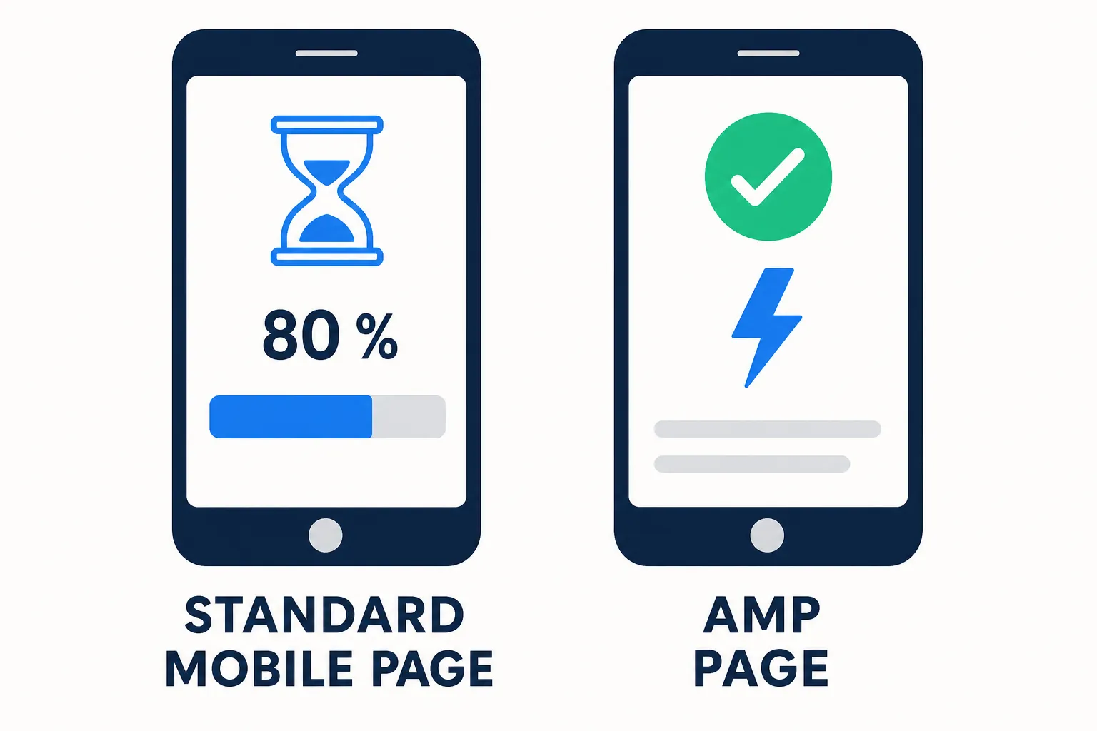 Chart comparing the load time of a standard mobile page against a faster Google AMP page.