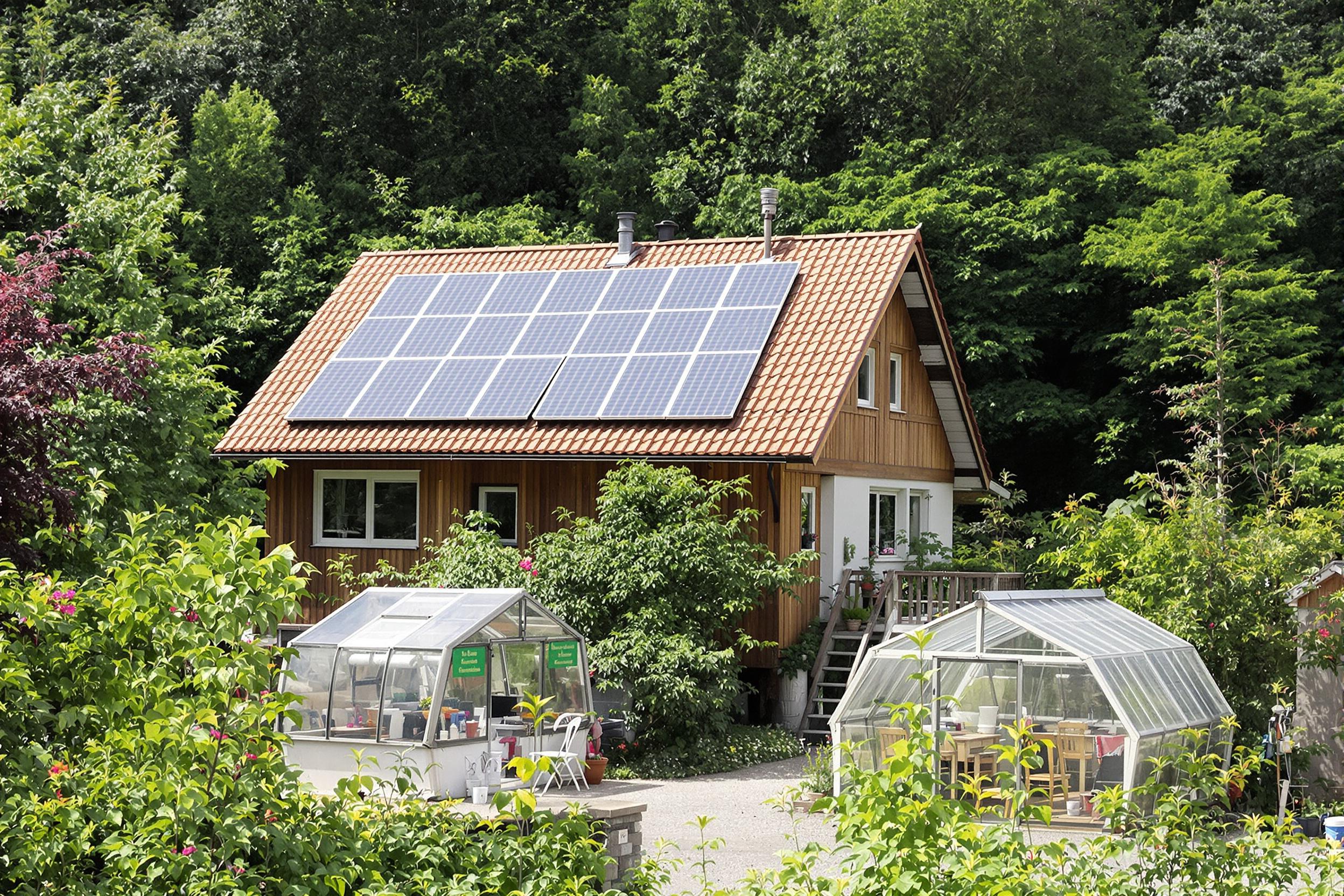 Maison équipée d'installations d'énergies renouvelables