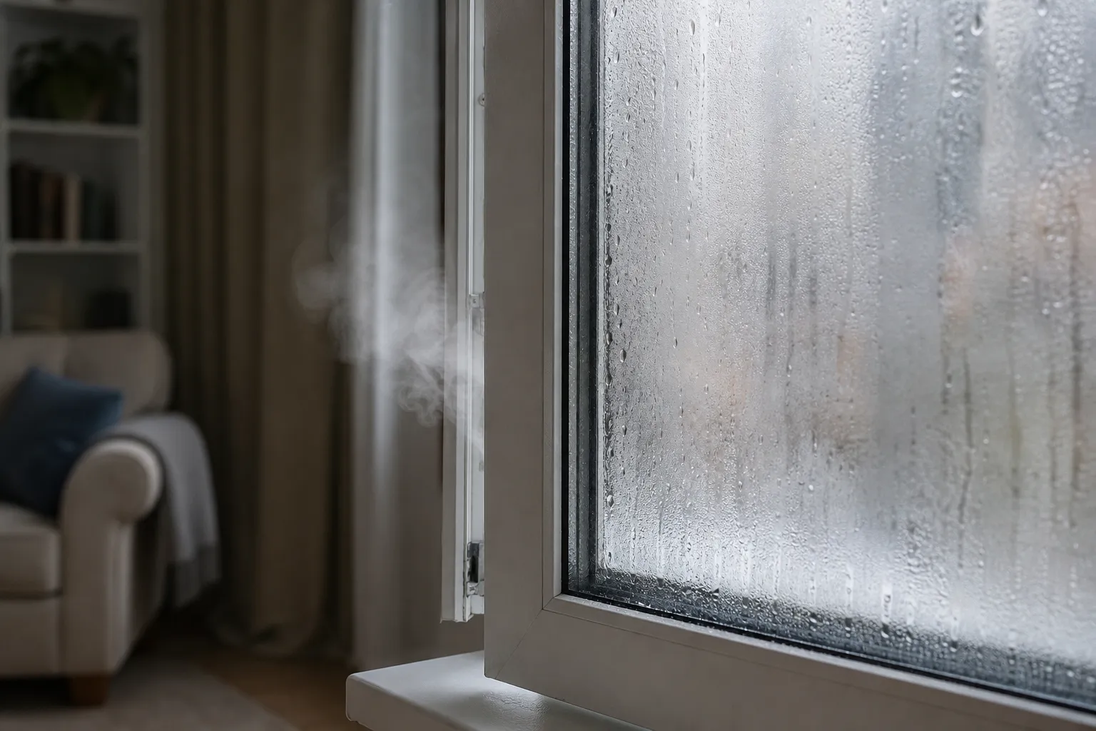 Chaudière ou fenêtre entrouverte laissant entrer de l’air froid et de la buée vapeur, signe d’air vicié comment résoudre ce problème d’air intérieur.