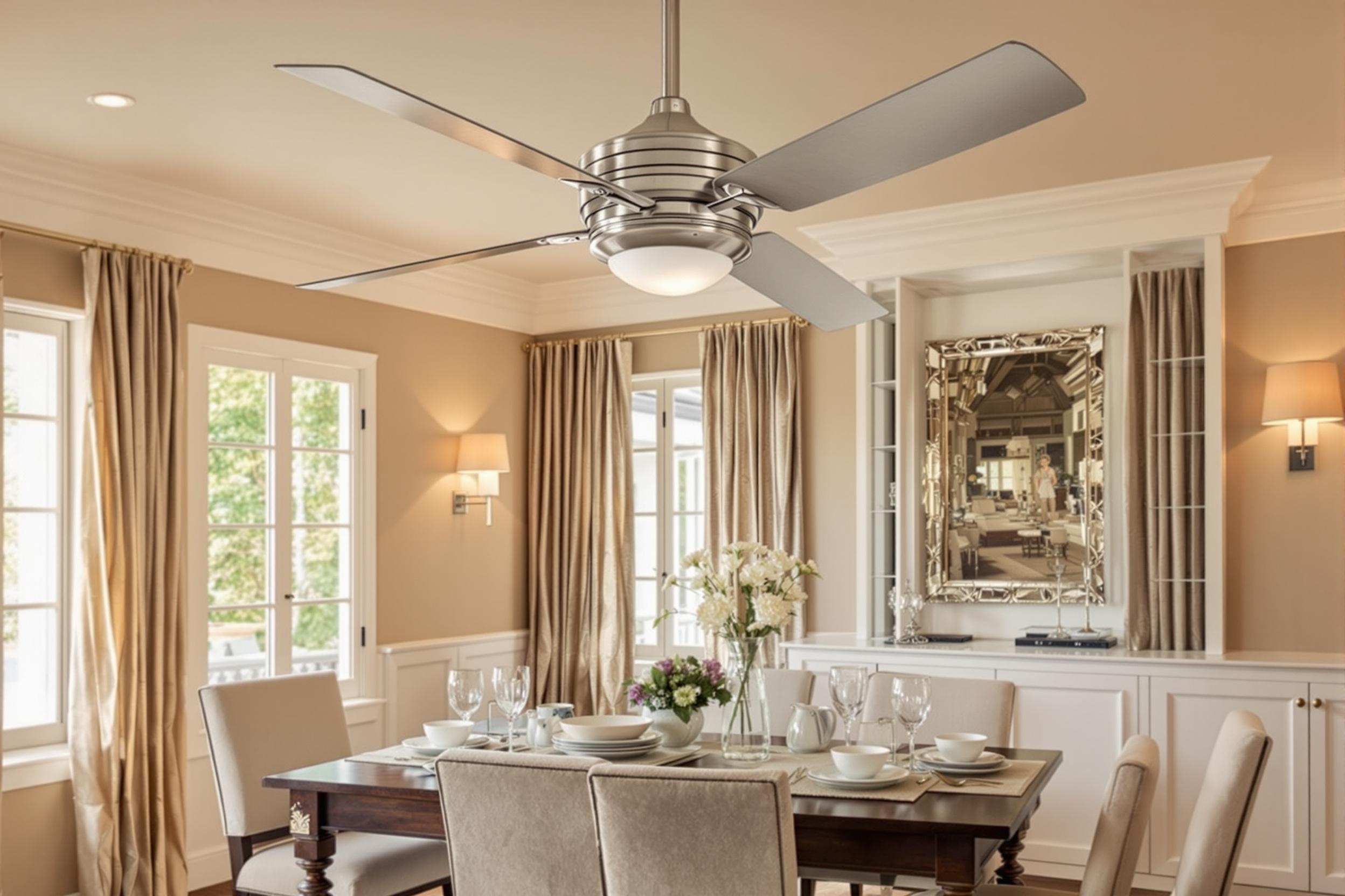 ventilateur réversible dans une salle à manger