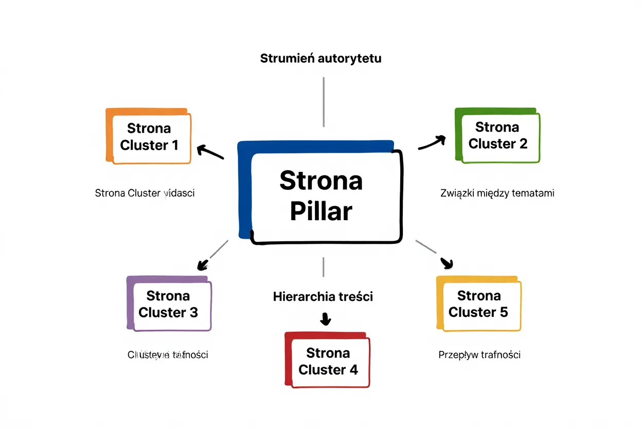 Struktura topic cluster z dwukierunkowym linkowaniem