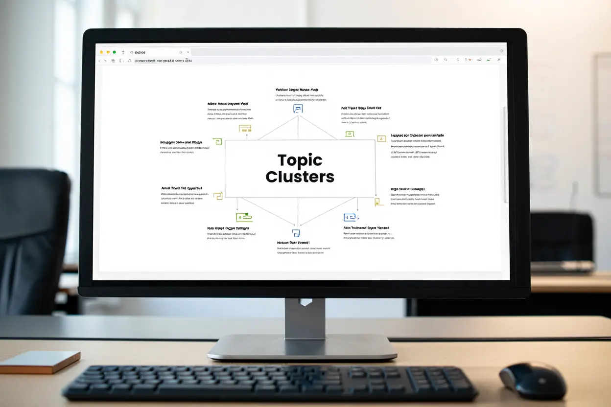 Diagrama de topic clúster con página pilar y satélites