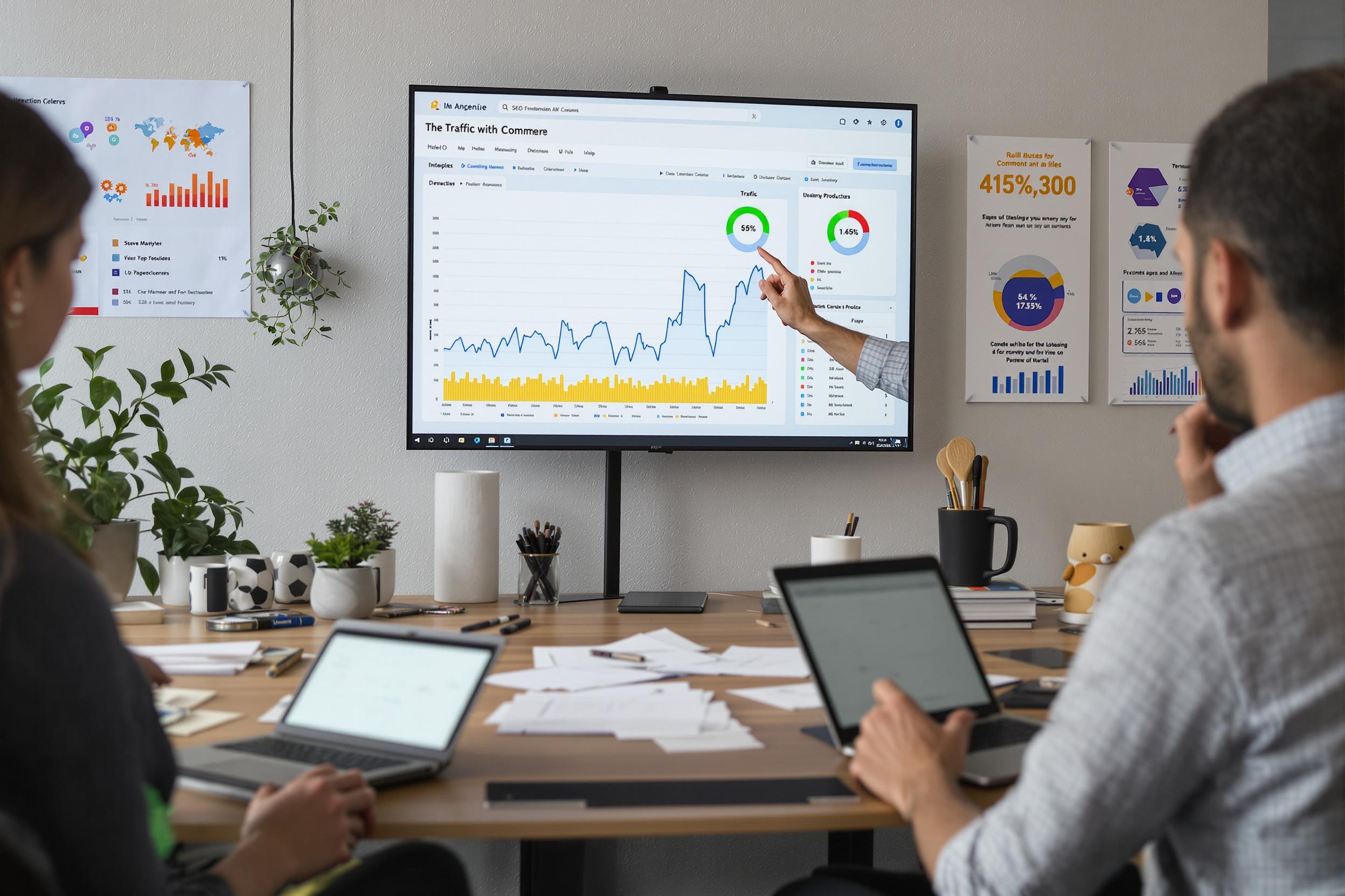 Des experts analysent et améliorent le contenu SEO d'un site ecommerce pour maximiser son trafic