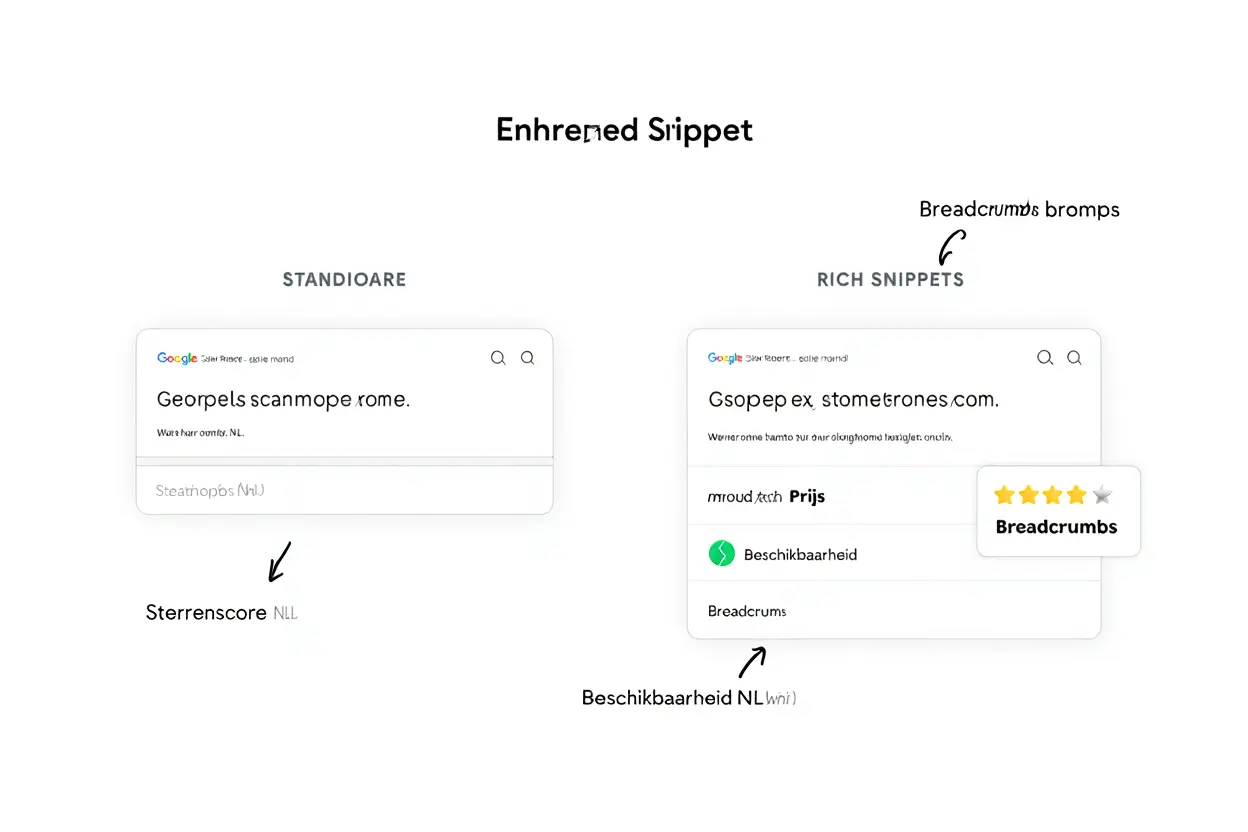 Vergelijking standaard snippet en rich snippet