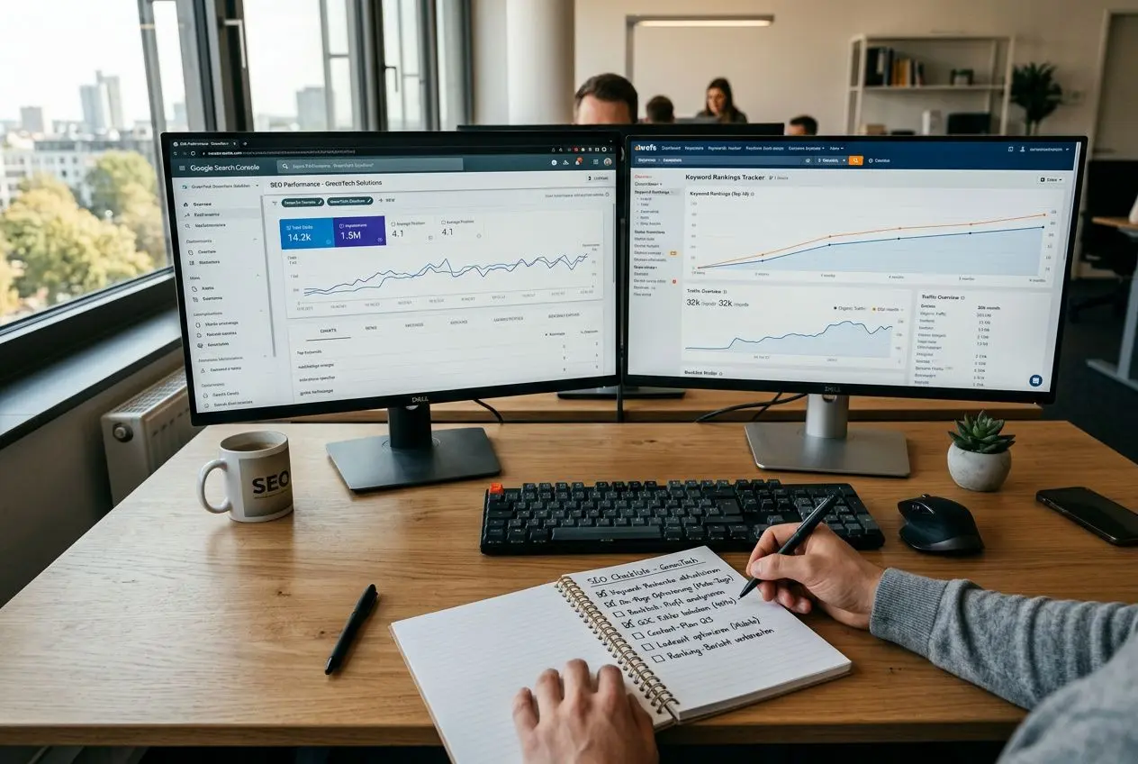 SEO-Dashboard mit Rankings und Analytics