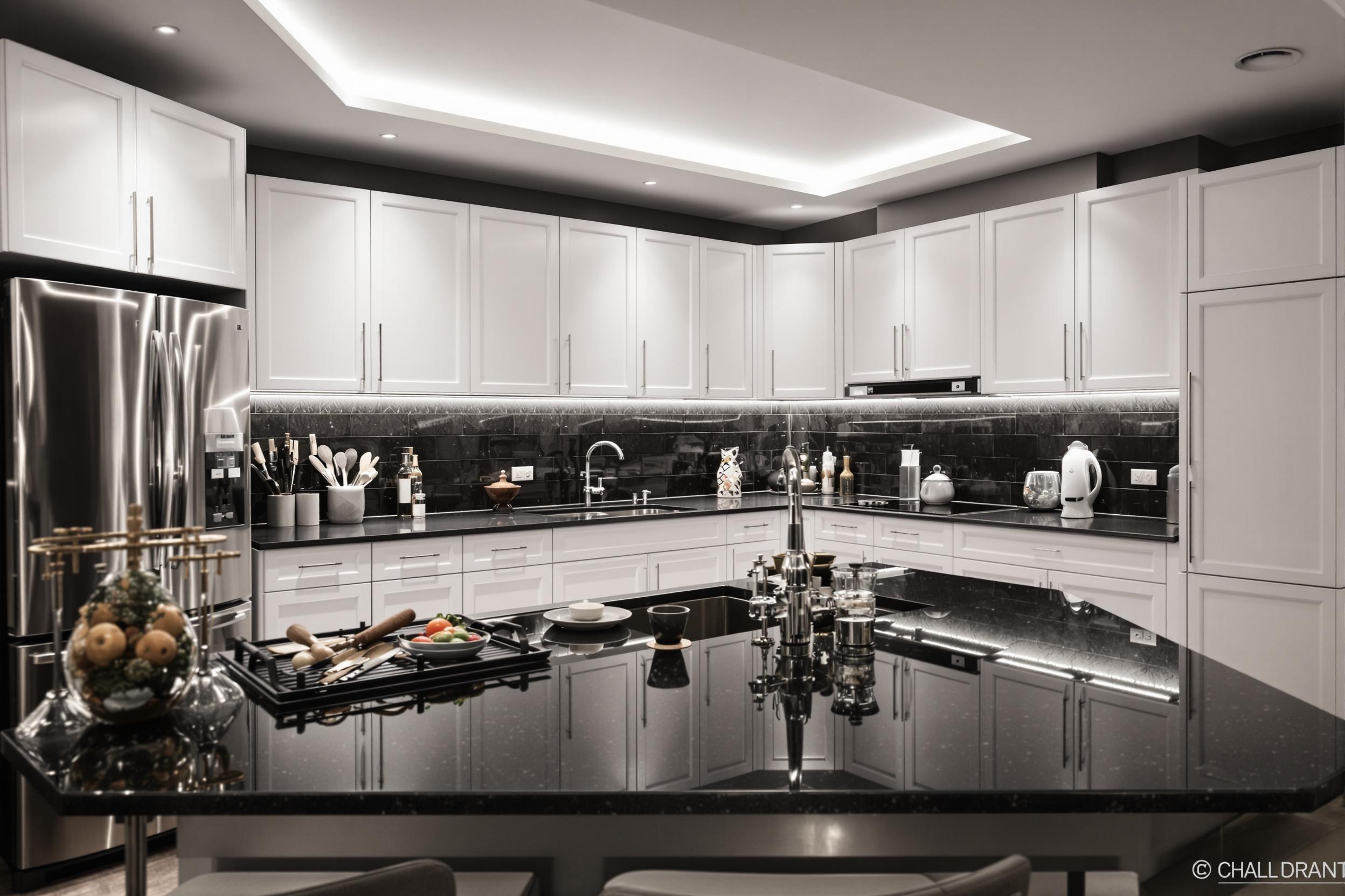 Cuisine moderne avec un plafonnier spots