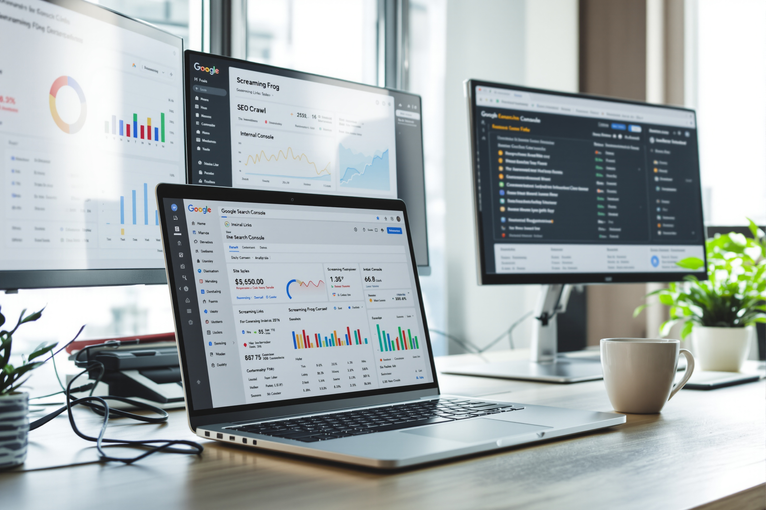 SEO audit dashboard showing internal linking analysis and performance metrics