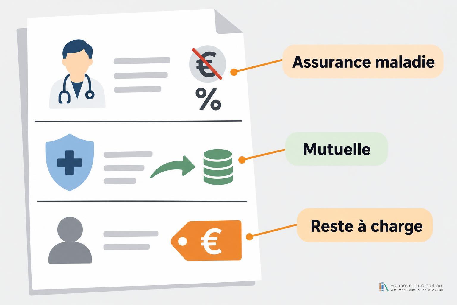Illustration du calcul du remboursement d'une consultation de médecine fonctionnelle par la Sécurité sociale et la mutuelle