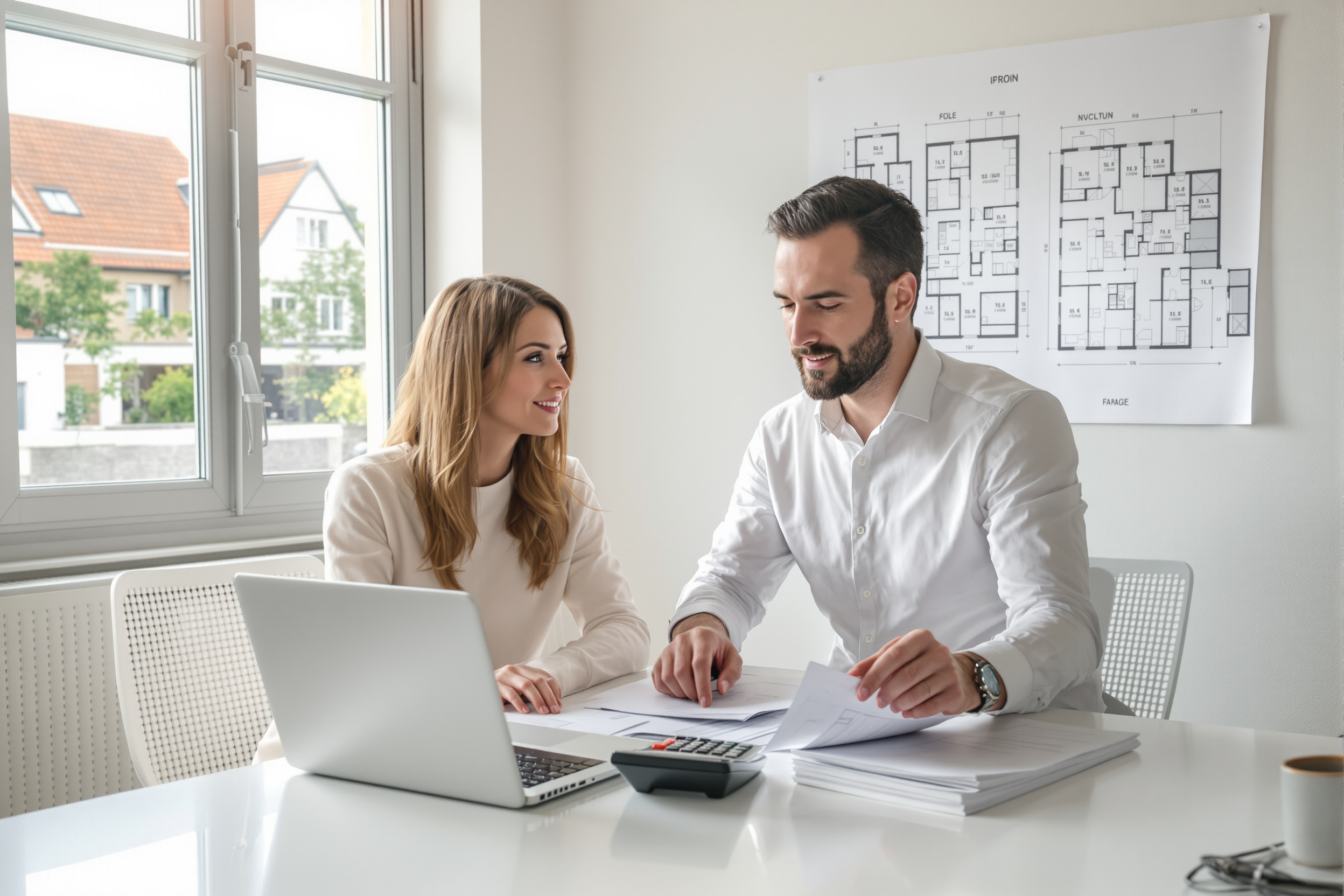 Couple utilisant un simulateur de prêt immobilier