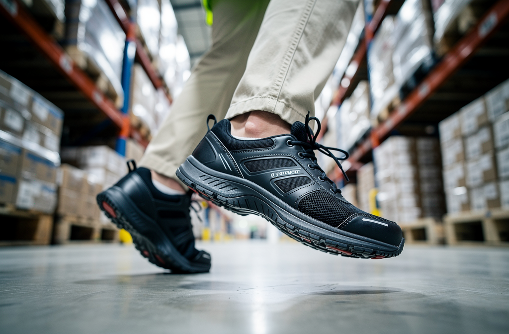 Chaussures de sécurité basses en entrepôt logistique