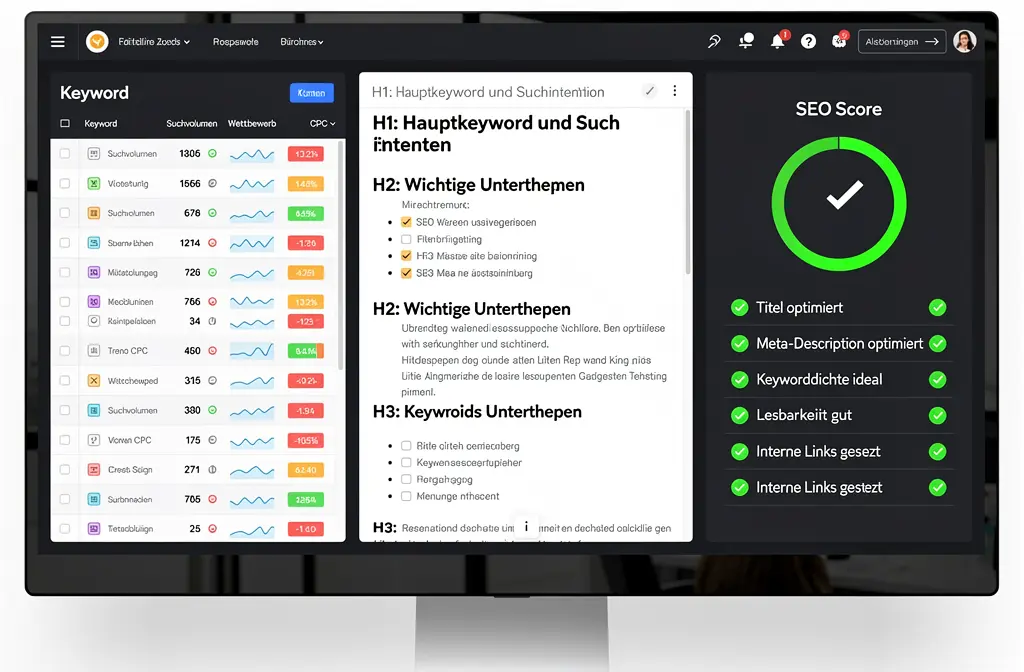 SEO-Editor-Workflow mit Keyword-Analyse und Struktur