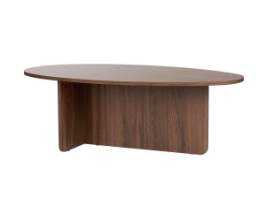 Table basse ronde en bois avec socle latéral, idéale pour un salon élégant. comment choisir table basse salon intégré.