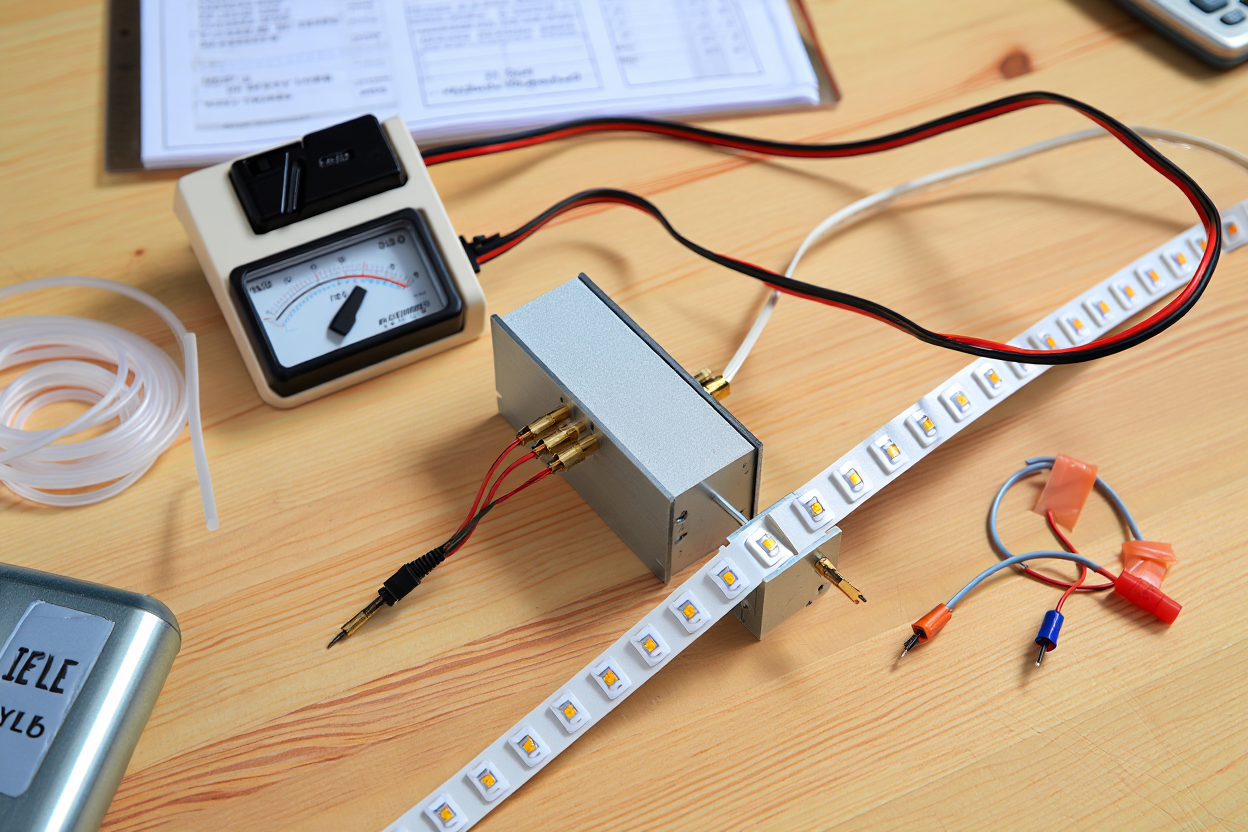 Komplette Installation eines LED-Streifens 12V mit Netzteil und Messung