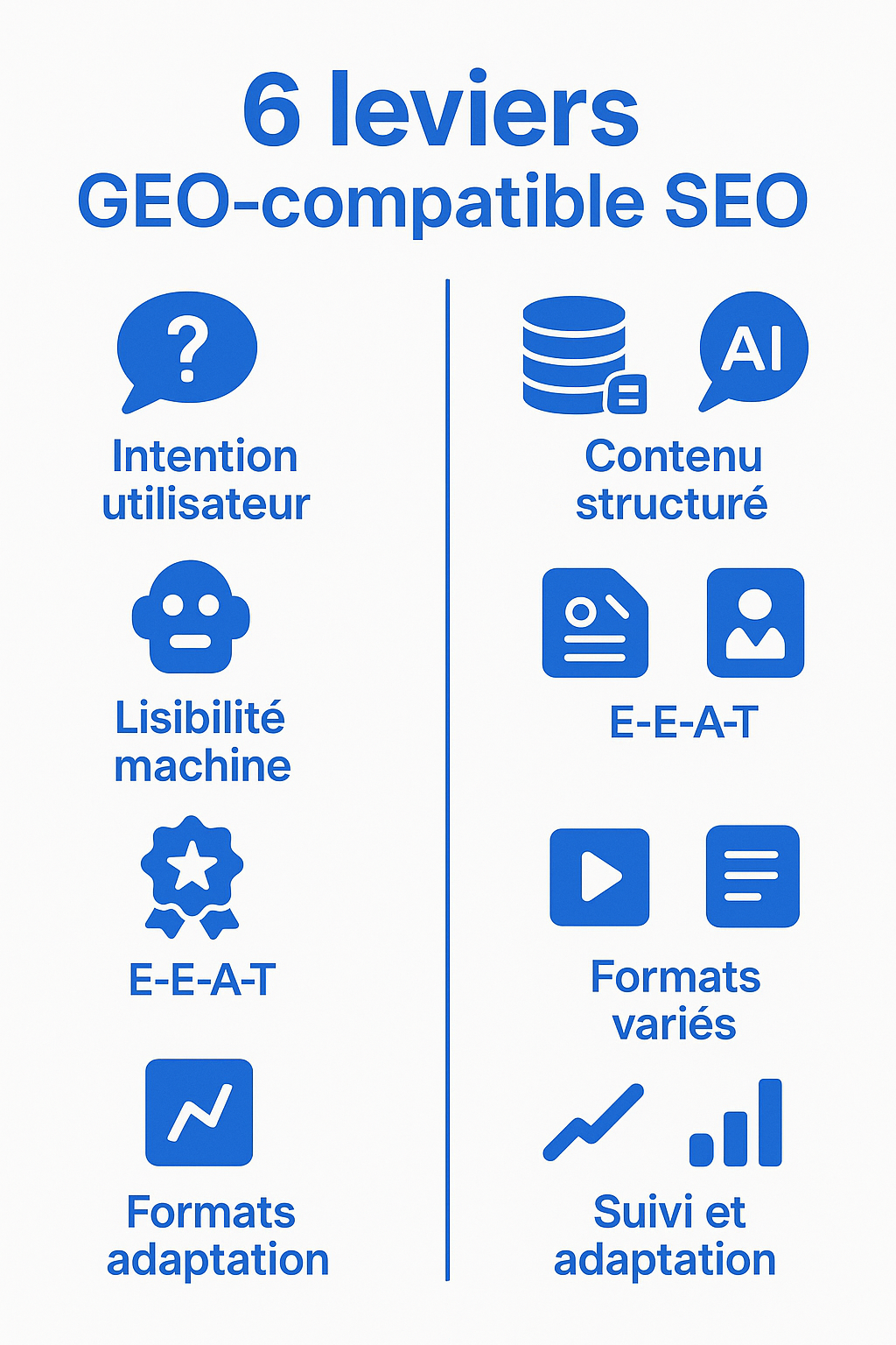 Les 6 leviers d’une stratégie GEO-compatible SEO