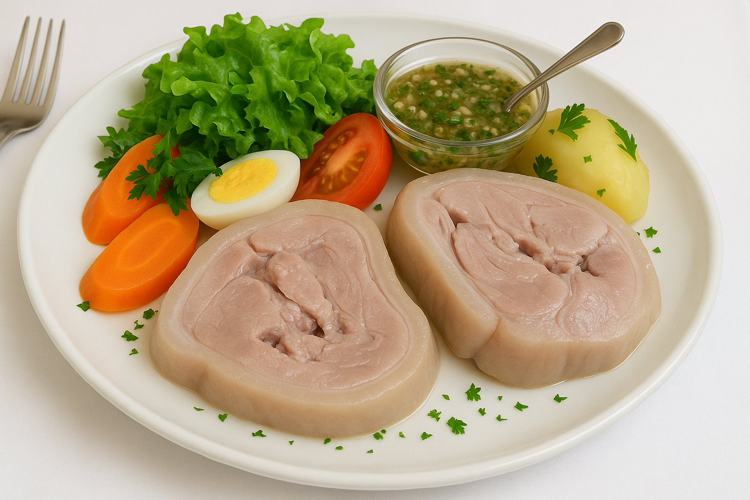 Tranche tête de veau cuisinée.
